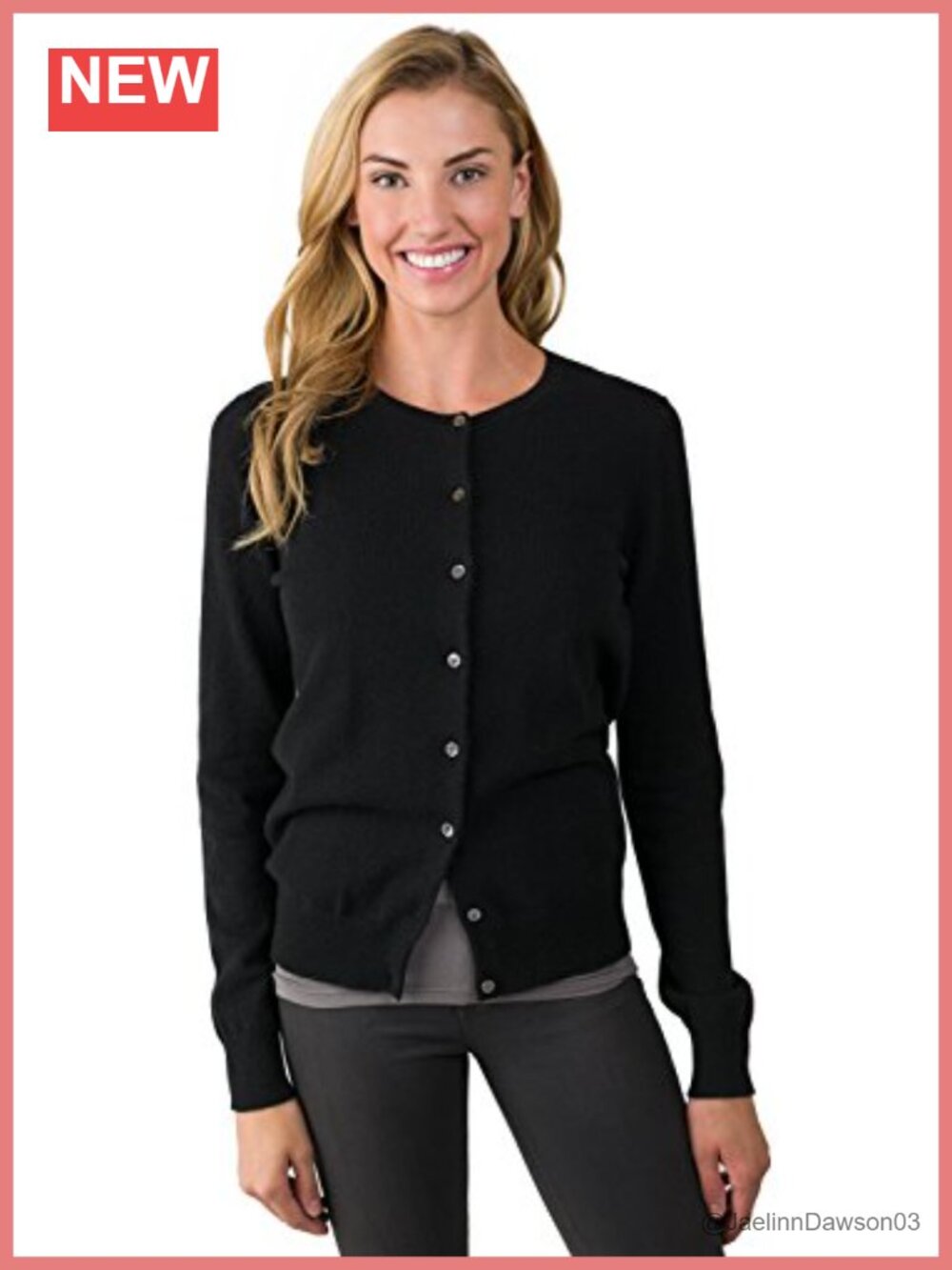 Cashmere Button Front Crewneck Cardigan Sweater Long Sleeve